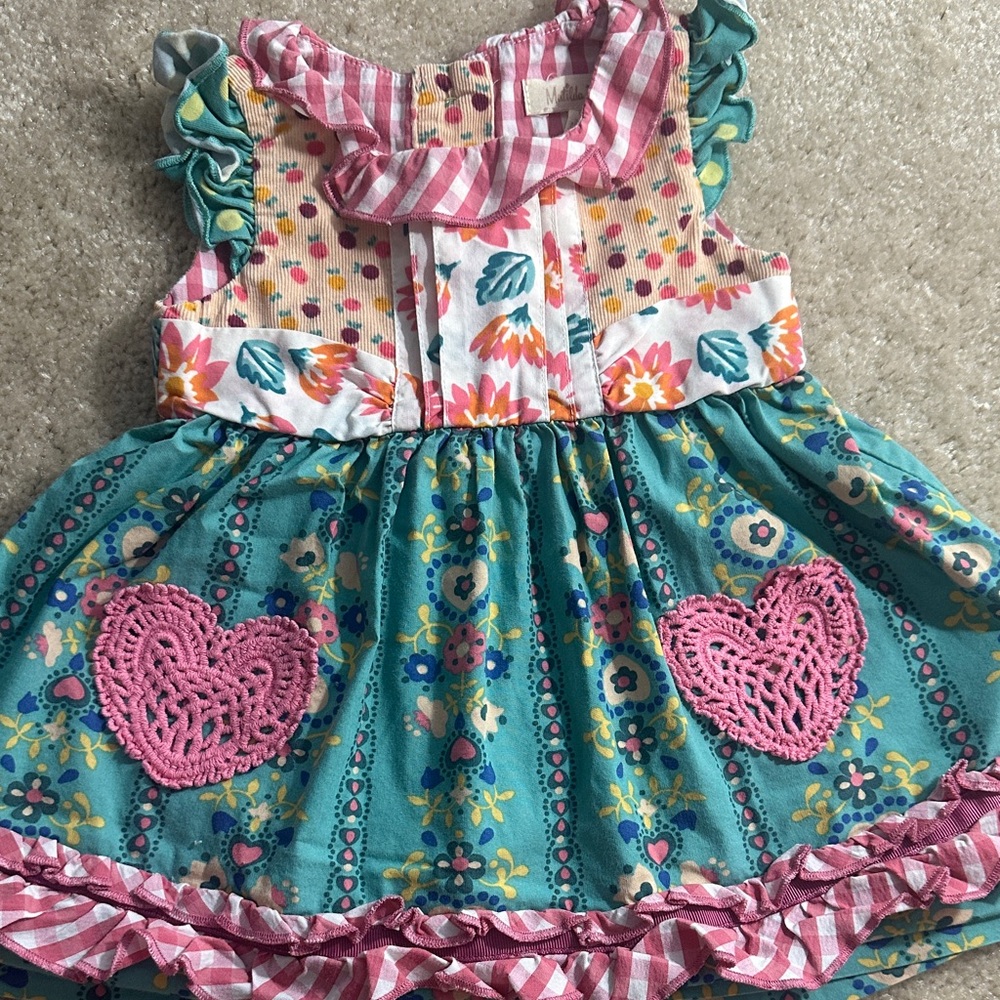 Matilda Jane Multicolor Floral Dress with Pink and Blue